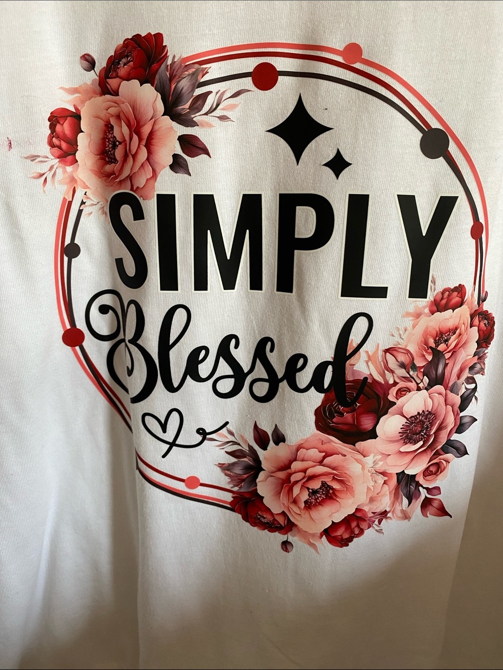 Simply Blessed Floral Short Sleeve Tee - White with Pink Floral